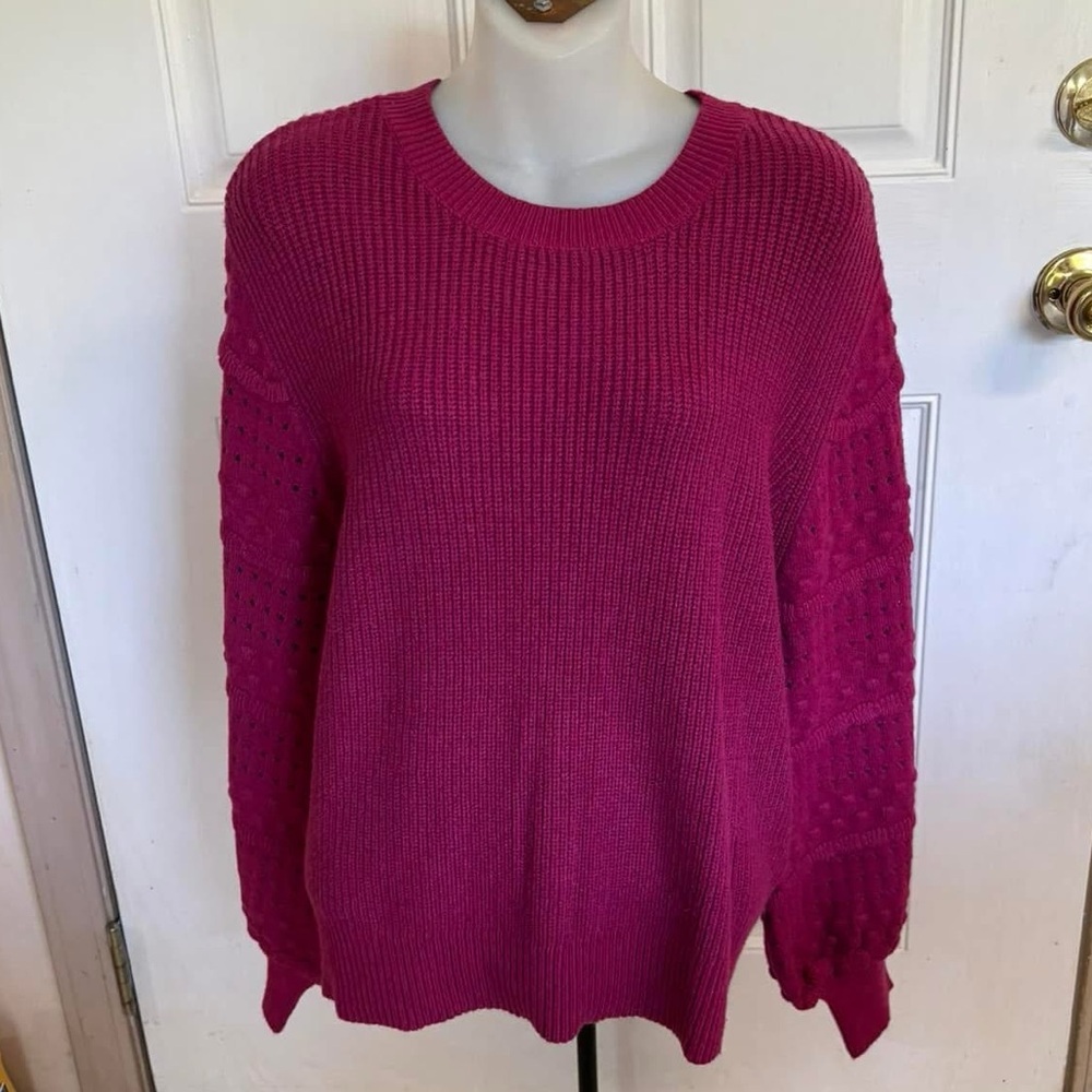 NWT Large Entro “ Posh Mindset”  Rose violet long sleeve sweater.  Retail 45.00